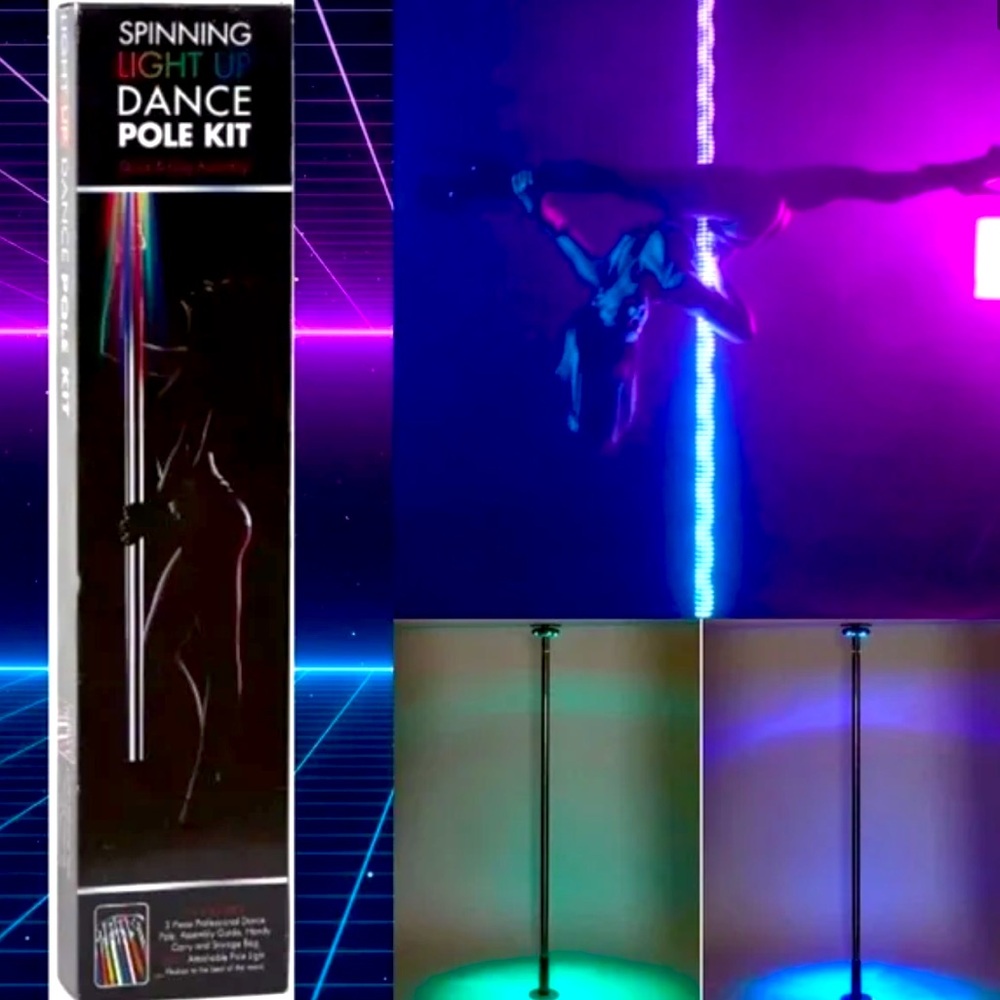 MUSIC ACTIVATED LED LIGHT TOTAL BODY FITNESS SPINNING STRIPPER POLE DANCER